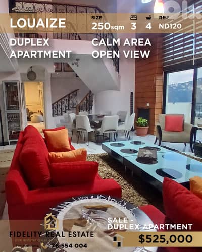 Apartment duplex for sale Louaize ND120 دوبلكس للبيع في لويزة
