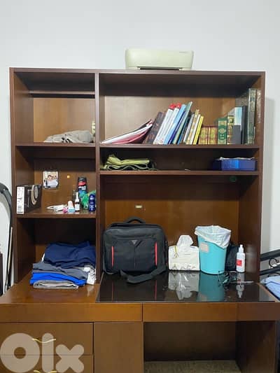 bookshelf and printer