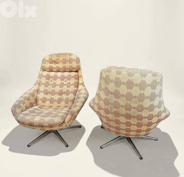 mid century lounge chairs, swivel chairs 1970's 1