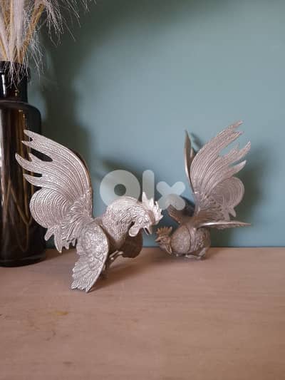 mid-20th century fighting rooster figurines