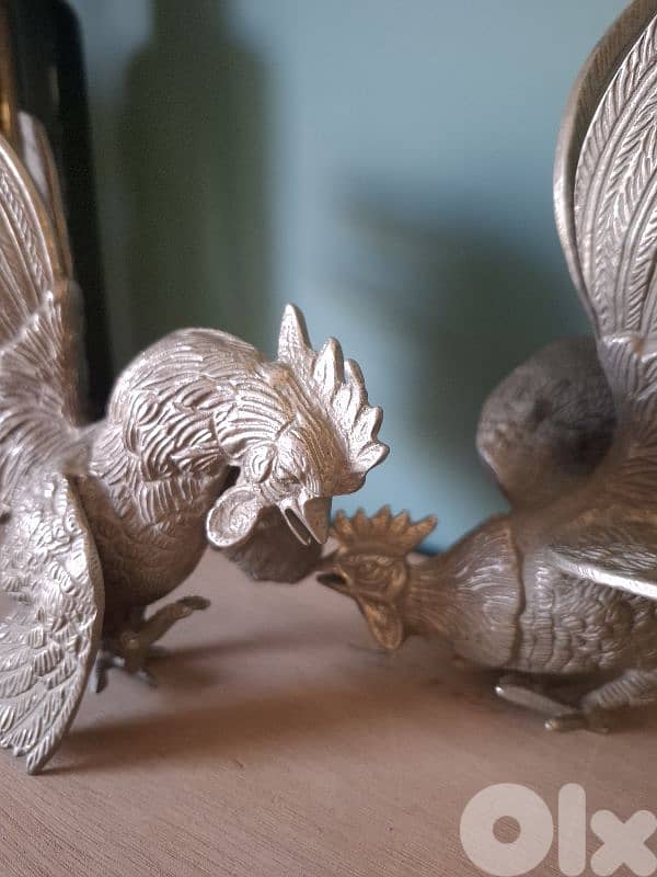 mid-20th century fighting rooster figurines 1