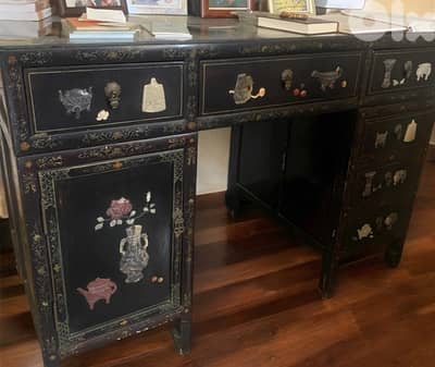 antique 1960 chinese desk with chair