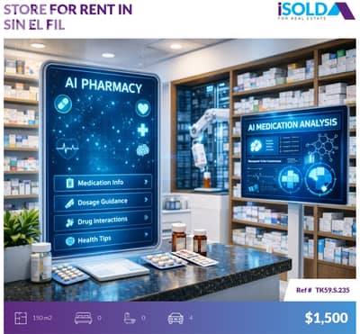 150m2 pharmacy with prime location 4rent in Horch Tabet - حرش تابت