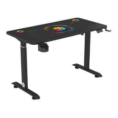 140cm rgb glass top adjustable height gaming desk