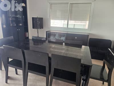 Modern dining table + buffet +8 chairs
