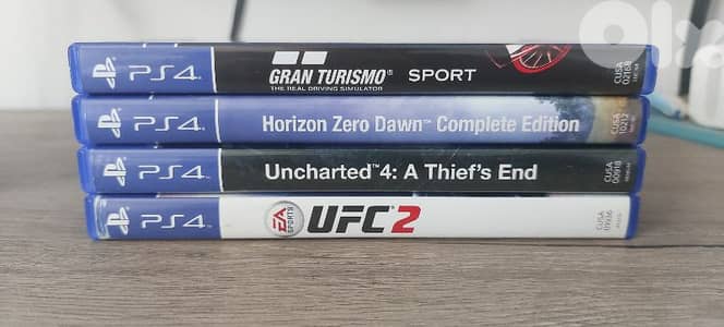 Uncharted 4,horizon,gran turasimo,ufc2 all for sale (used)