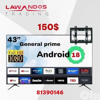 Led 43” GENERAL prime smart ANDROID 18 مع ستاند