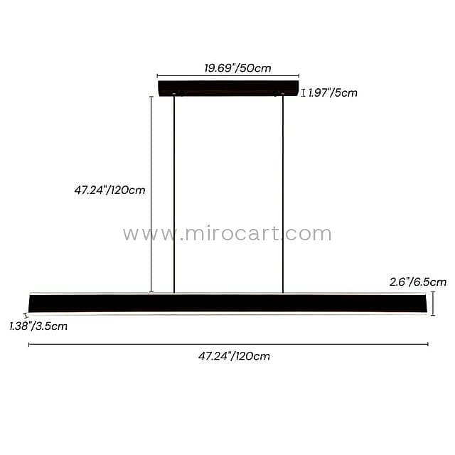 120cm Linear LED Pendant Light — Black / White 6