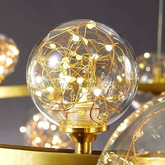 12-Globe LED Ring Chandelier — Gold Glass Pendant Light 5