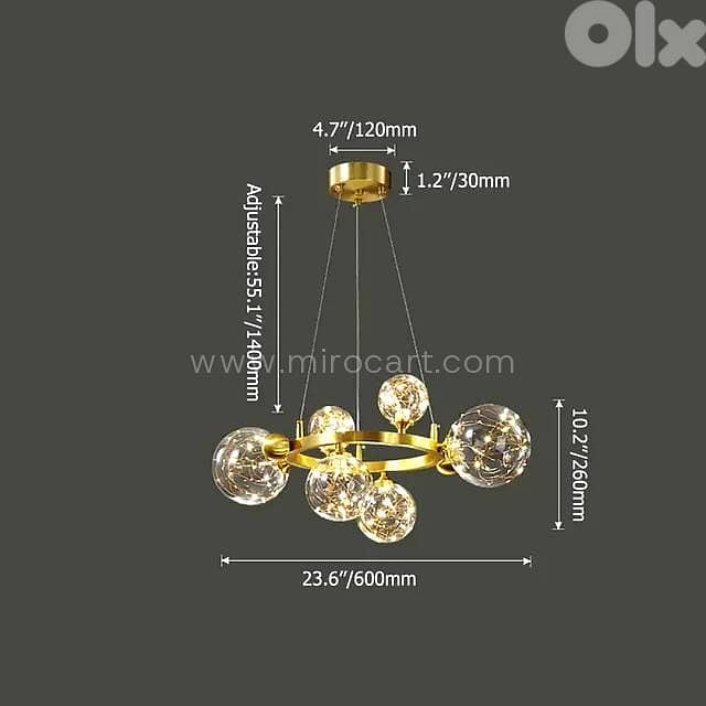 12-Globe LED Ring Chandelier — Gold Glass Pendant Light 10