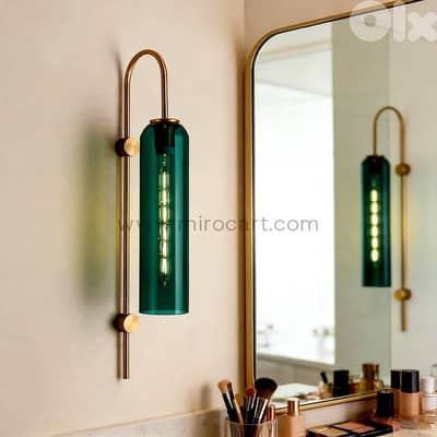 Emerald Column Wall Light — Brushed Brass & Tinted Glass