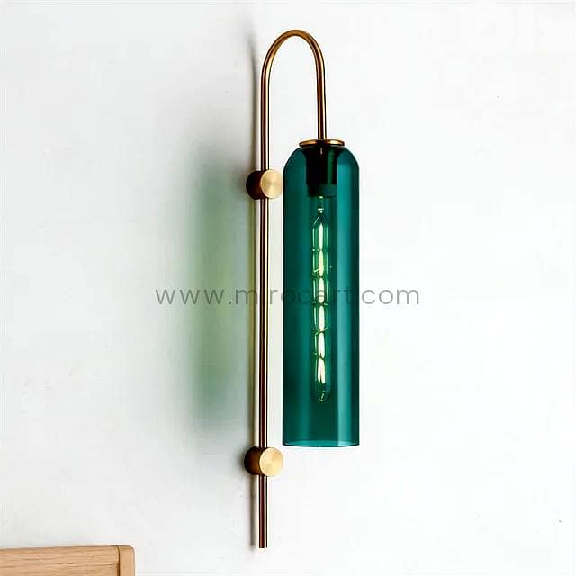 Emerald Column Wall Light — Brushed Brass & Tinted Glass 1