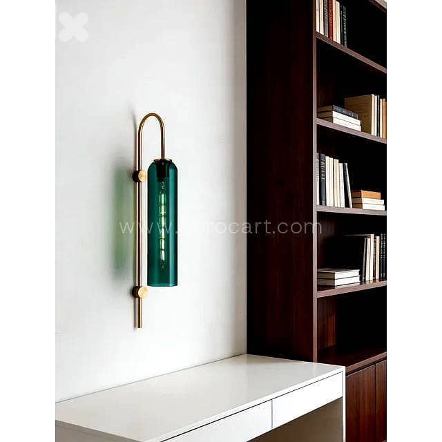 Emerald Column Wall Light — Brushed Brass & Tinted Glass 3