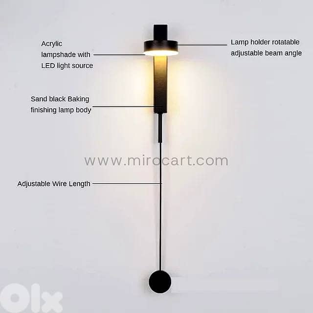 Rotating LED Wall Sconce — Matte Black Reading Light 7