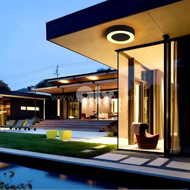 Round LED Outdoor Ceiling Light — Matte Black 3