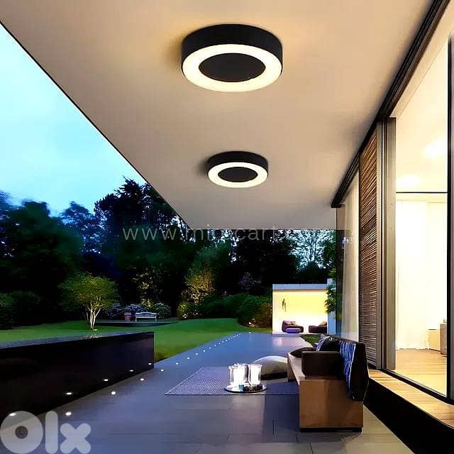 Round LED Outdoor Ceiling Light — Matte Black 4