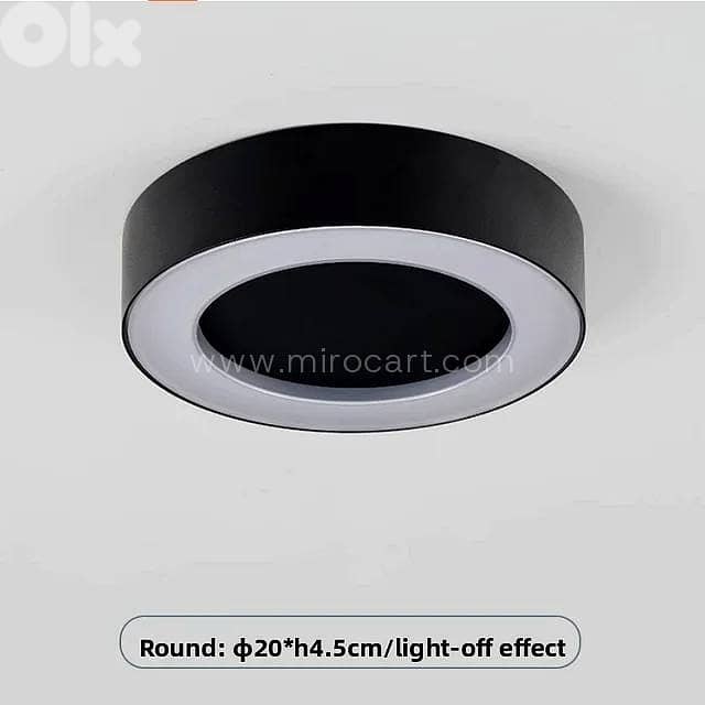 Round LED Outdoor Ceiling Light — Matte Black 8
