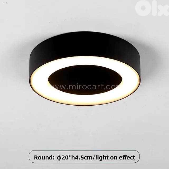 Round LED Outdoor Ceiling Light — Matte Black 9
