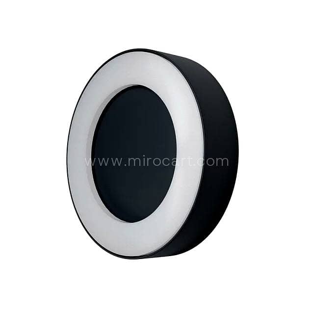 Round LED Outdoor Ceiling Light — Matte Black 12