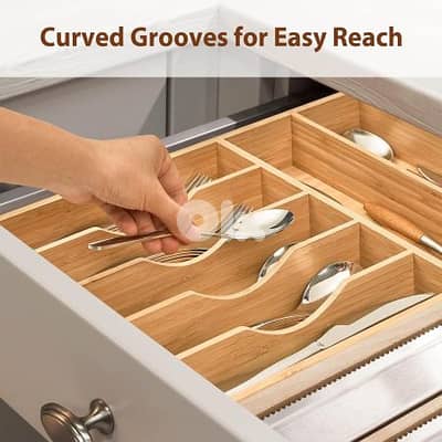 Wooden Kitchen Drawer Organizer 7 Slots Total 43.18 x 33.02 x 6.35 cm