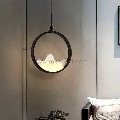 Circular LED Pendant Light — Matte Black & Acrylic