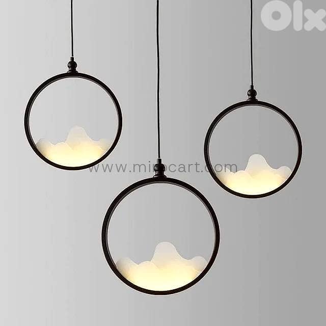 Circular LED Pendant Light — Matte Black & Acrylic 1