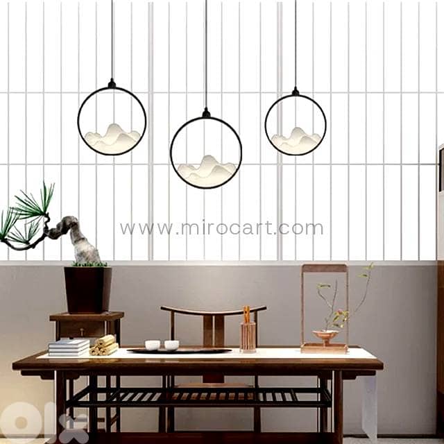 Circular LED Pendant Light — Matte Black & Acrylic 2