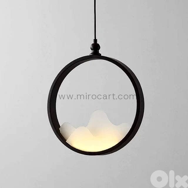 Circular LED Pendant Light — Matte Black & Acrylic 4