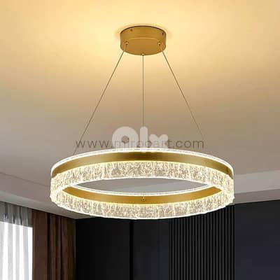 Crystal Ring Pendant Light — 50cm Textured Shimmer