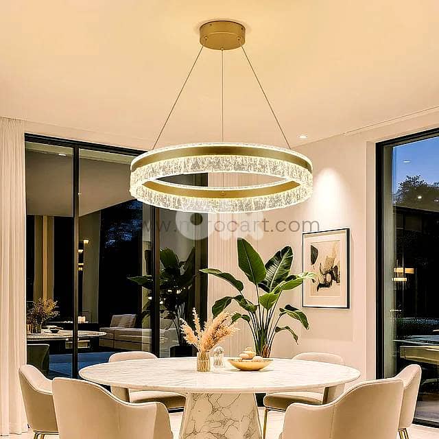 Crystal Ring Pendant Light — 50cm Textured Shimmer 1