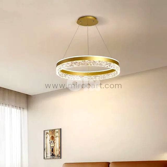 Crystal Ring Pendant Light — 50cm Textured Shimmer 2