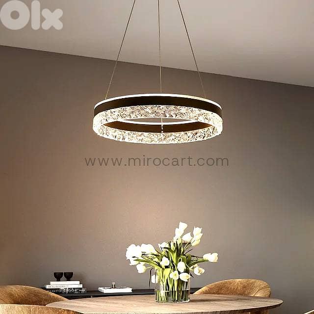 Crystal Ring Pendant Light — 50cm Textured Shimmer 5