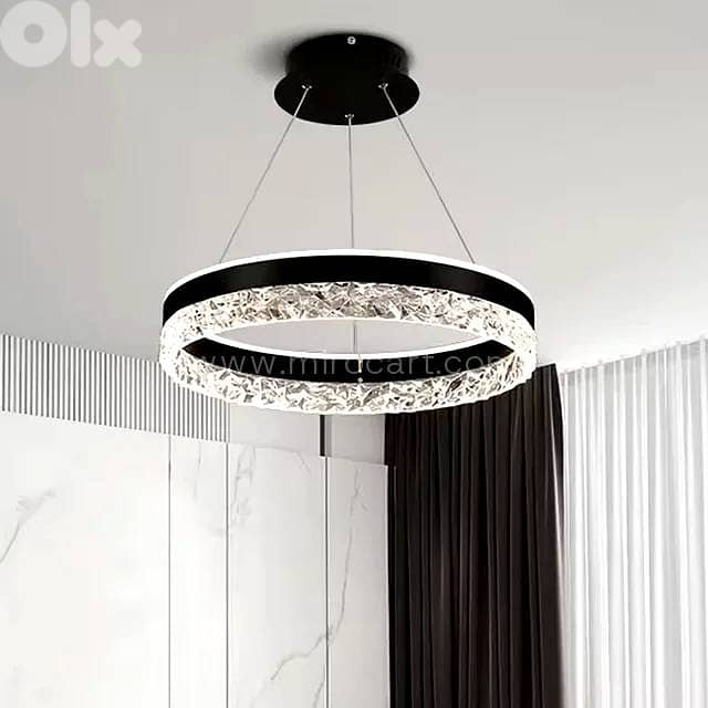 Crystal Ring Pendant Light — 50cm Textured Shimmer 7
