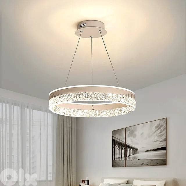 Crystal Ring Pendant Light — 50cm Textured Shimmer 9