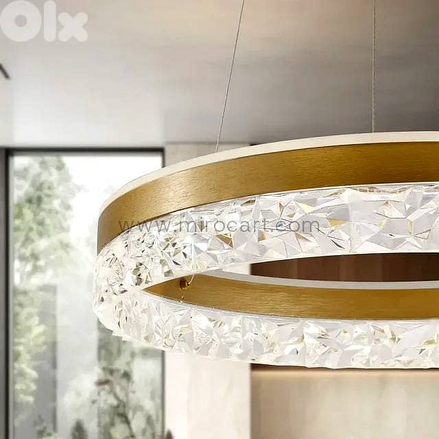 Crystal Ring Pendant Light — 50cm Textured Shimmer 12