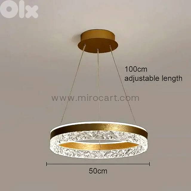 Crystal Ring Pendant Light — 50cm Textured Shimmer 16
