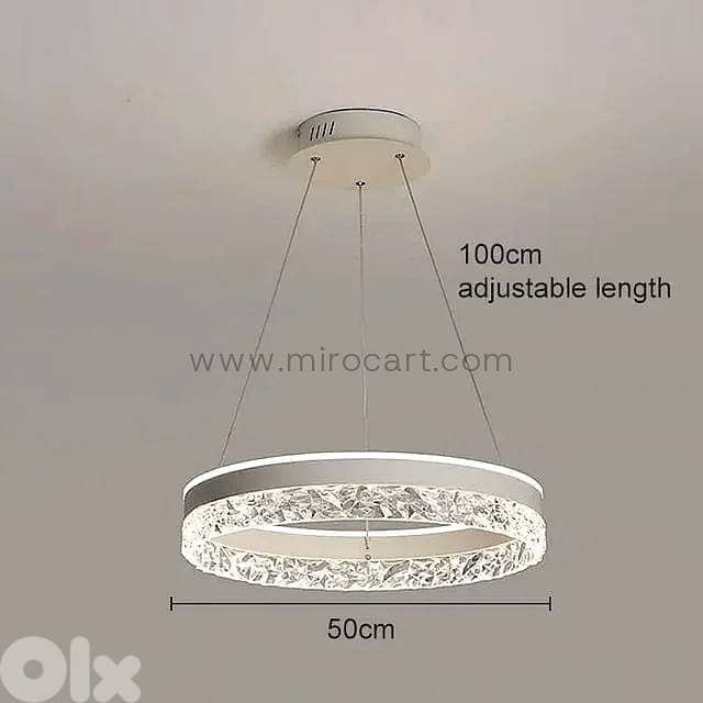 Crystal Ring Pendant Light — 50cm Textured Shimmer 18