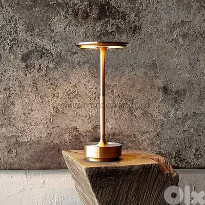 Cordless LED Table Lamp — Gold, Dimmable Light