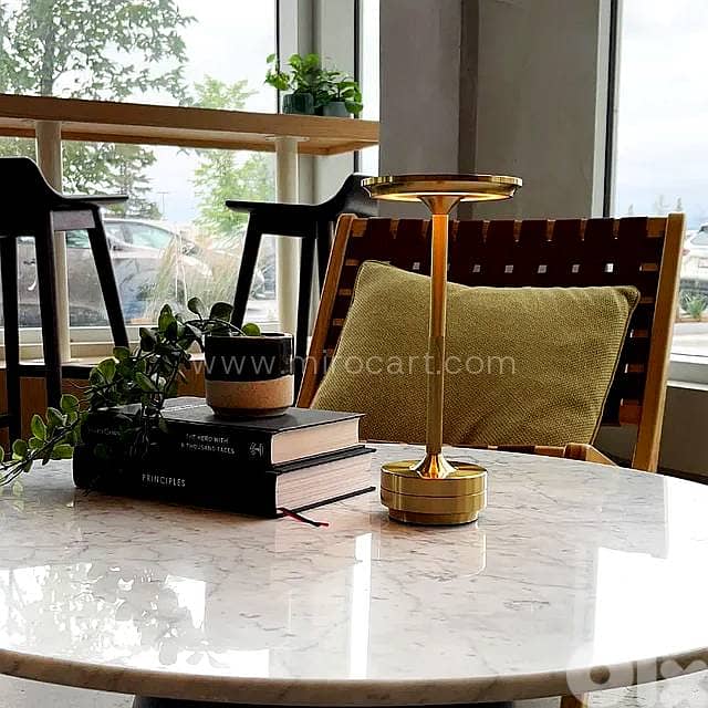 Cordless LED Table Lamp — Gold, Dimmable Light 2