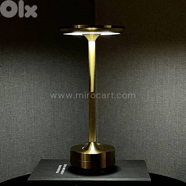Cordless LED Table Lamp — Gold, Dimmable Light 4