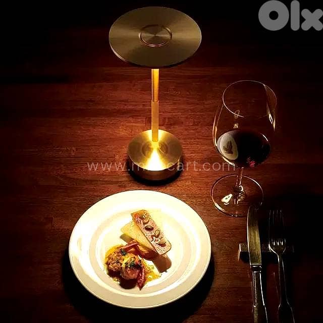 Cordless LED Table Lamp — Gold, Dimmable Light 8