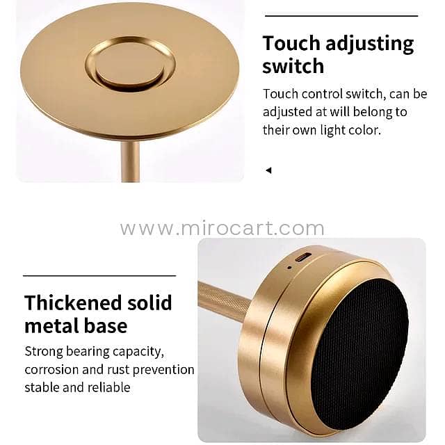 Cordless LED Table Lamp — Gold, Dimmable Light 10