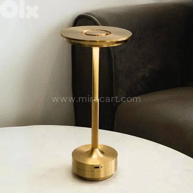 Cordless LED Table Lamp — Gold, Dimmable Light 11