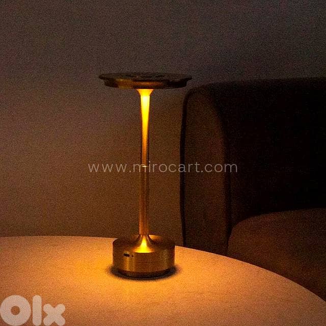 Cordless LED Table Lamp — Gold, Dimmable Light 12