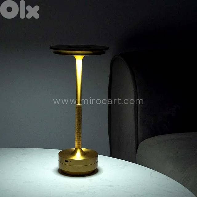 Cordless LED Table Lamp — Gold, Dimmable Light 13