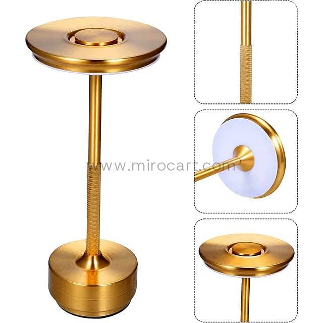 Cordless LED Table Lamp — Gold, Dimmable Light 16