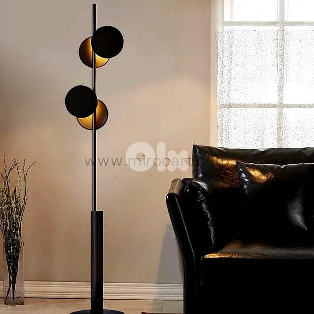 Stacked Disk LED Floor Lamp — Matte Black, 160 cm 1