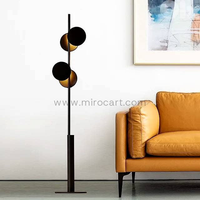 Stacked Disk LED Floor Lamp — Matte Black, 160 cm 2