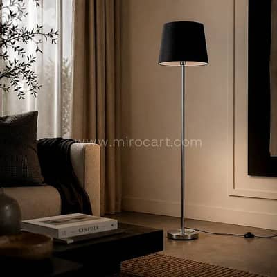 158cm Tall Floor Lamp — Brushed Chrome & Black
