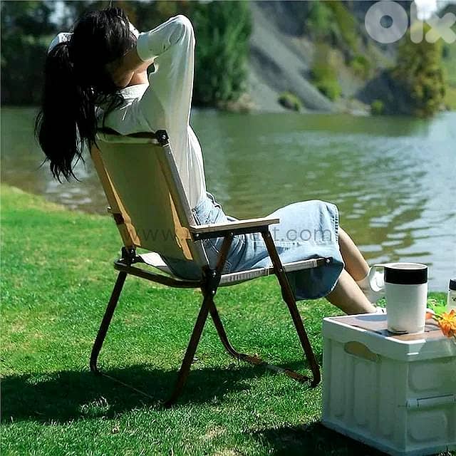 Folding Outdoor Chair — Sand & Beech Wood 2